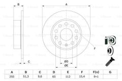 Volkswagen Golf 5 Arka Fren Disk Takımı Bosch Marka 1K0615601K - 0986479099