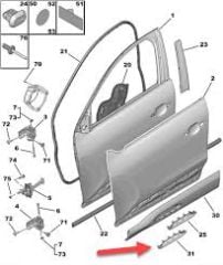 Citroen C4 Ön Kapı Koruyucu Çıta Süsü Psa Marka 98353800XY