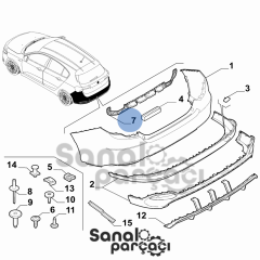 Fiat Egea HB Задний бампер Центральная стойка Оригинал Opar 52091328-52015955