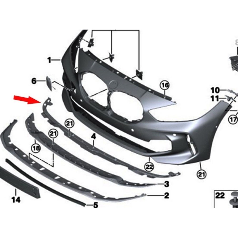Bmw 1 Series F40 Body Front Bumper Lower Strip Bmw Original Brand 51118075612