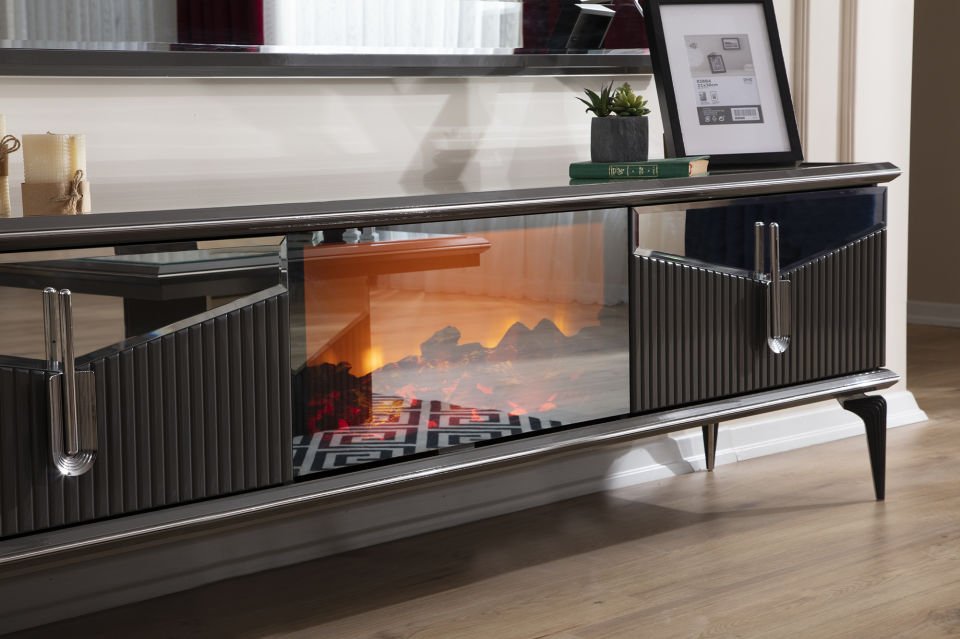 Biga Bronz Luxury Şömineli Tv Ünite