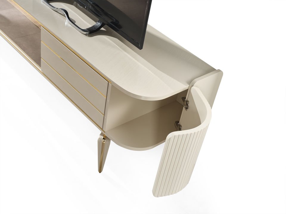 Karya Krem Luxury Şömineli Tv Ünite