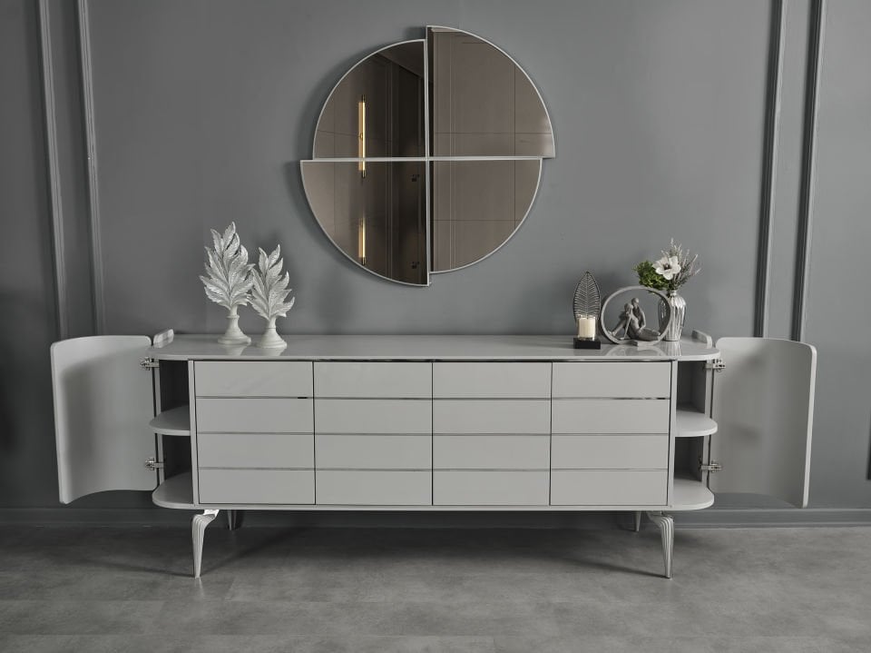 Karya Sis Gri Luxury Yemek Odası Takımı