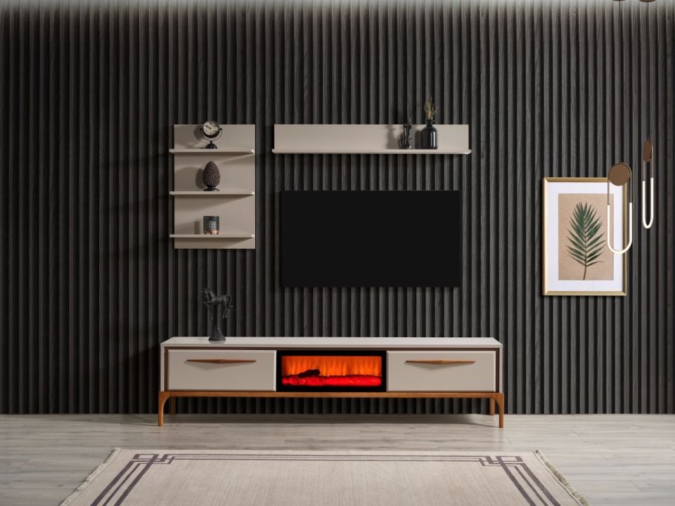 Kumsal Modern Şömineli Tv Ünite