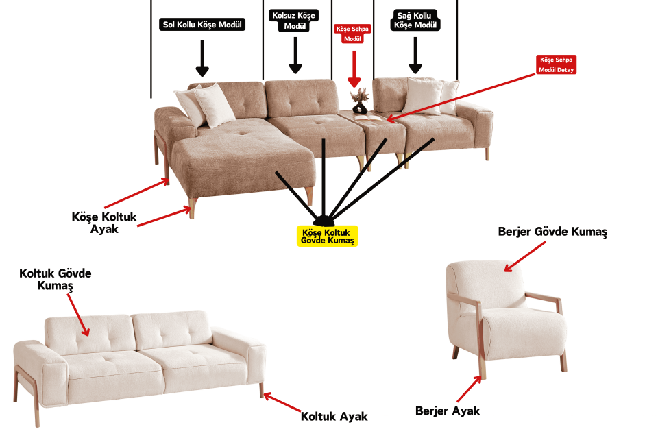Relax Modern Köşe Koltuk Takımı