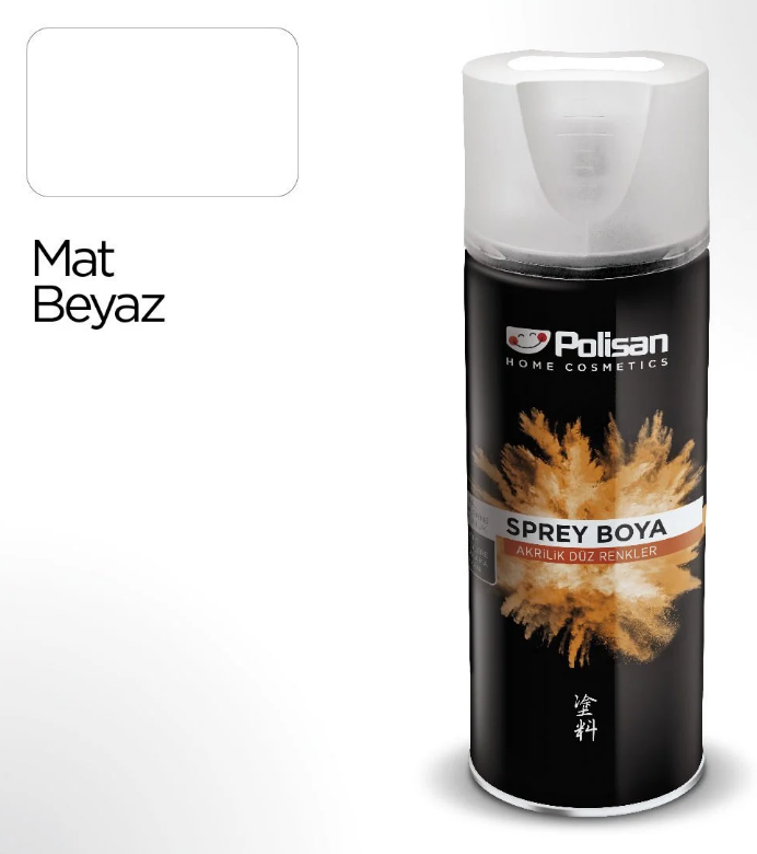 Polisan Akrilik Mat Beyaz Sprey Boya 400 ml