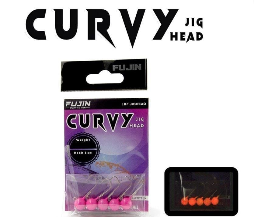 Fujin Curvy Pink Glow Jig Head 1.8gr #6