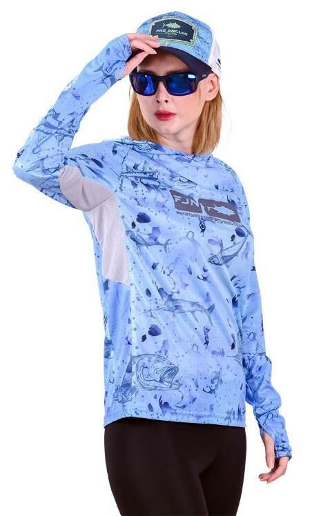 Fujin Pro Angler T-Shirt Women Blue Fish #M