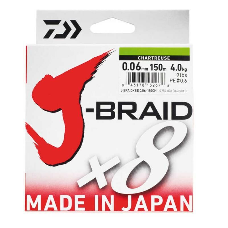 DAIWA JBRAID 8B 150M, 0,16MM CHARTREUSE İP MİSİNA