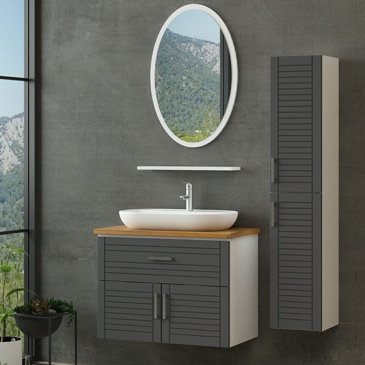 Minar Banyo Dolabı 85Cm As2K1Ç+1Ea1R+Tzg+Boy Beyaz