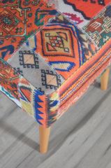 Tommy Kare Puf Turuncu Kilim Desenli