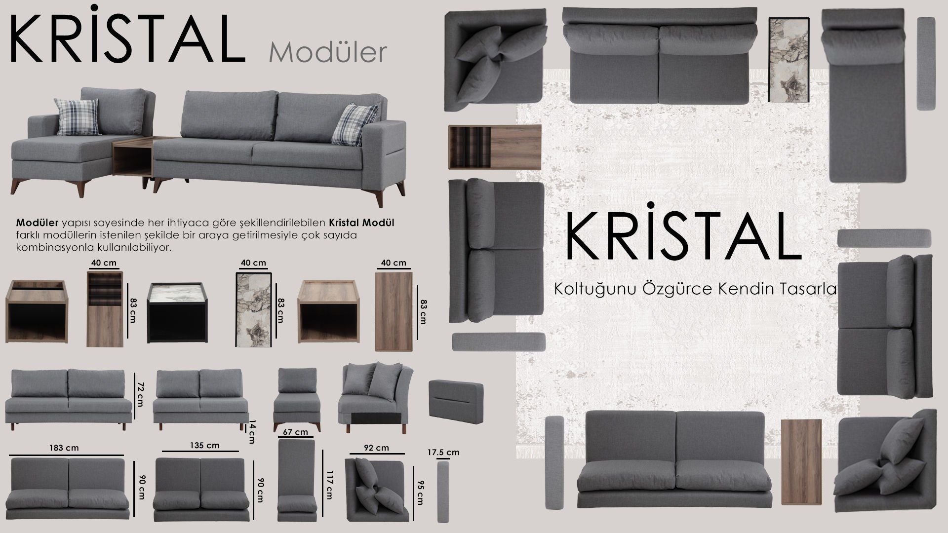 Kristal Kombin Modülü - Koyu Gri