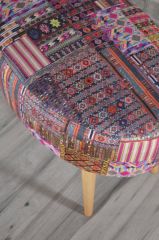 Rossi Oval Puf Kilim Desenli