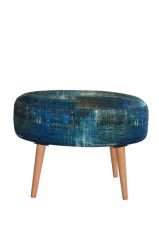 Rossi Oval Puf Yeşil Kırçıllı Desenli