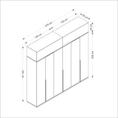 İola Yıldız Line 6 Kapaklı 2Ç Yüklüklü Dolap - Artisan/Beyaz