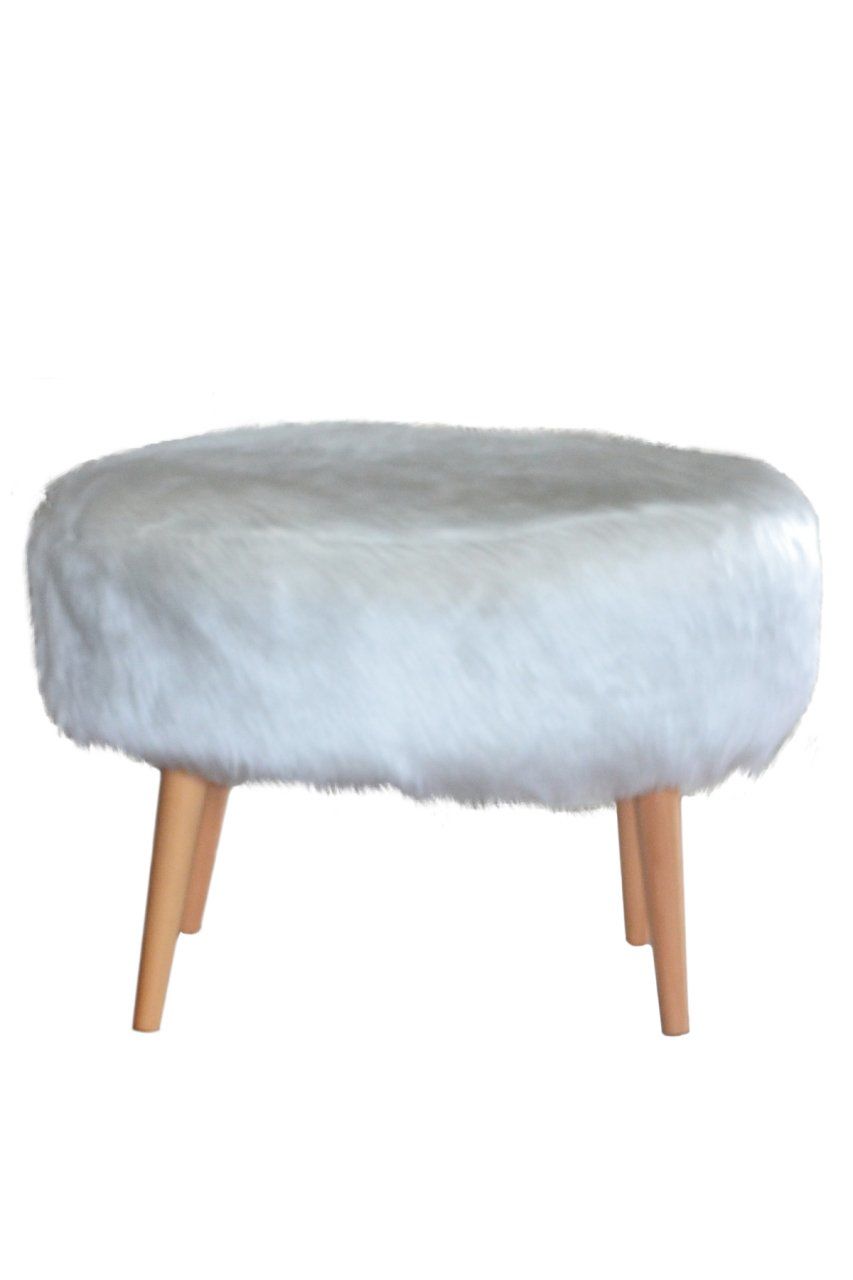 Rossi Oval Puf Beyaz Peluş