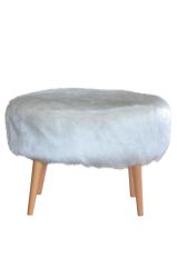 Rossi Oval Puf Beyaz Peluş