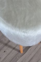Rossi Oval Puf Beyaz Peluş