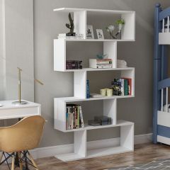 Minar Volans Kitaplık 5 Raflı Dekoratif Kitaplık Beyaz