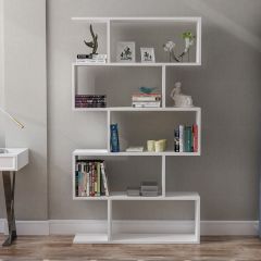 Minar Volans Kitaplık 5 Raflı Dekoratif Kitaplık Beyaz