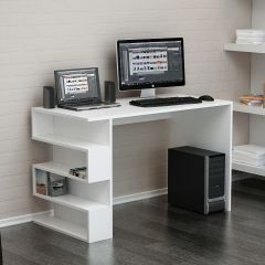 Minar Limber Raflı Çalışma Masası Beyaz/Beyaz