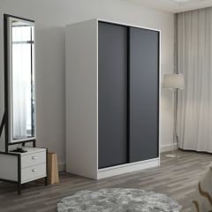 Minar Kale 2 Kapaklı Sürgülü Dolap 120 Cm - Beyaz/Antrasit