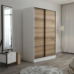 Minar Kale 2 Kapaklı Sürgülü Dolap 120 Cm - Beyaz/Dore