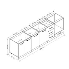 İola 280 Cm Mutfak Dolabı Beyaz Dore 280-D6