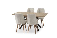 Hugo Artisan Yemek Masası Takımı + 4 Krt Sandalye Açık Gri