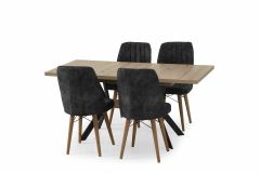 Hugo Artisan Yemek Masası Takımı + 4 Krt Sandalye Antrasit
