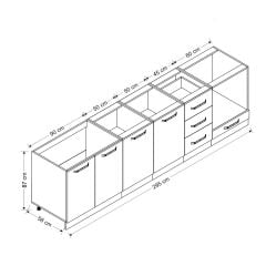 İola 295 Cm Mutfak Dolabı Beyaz Antrasit 295-A6