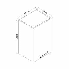 İola Mutfak Üst Modül 1Dk2R 45Cm Dolap Beyaz - B1