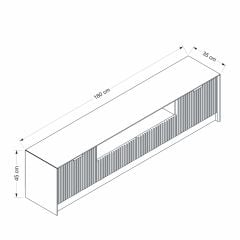 İola Çizgili Mebran Kapaklı Tv Ünitesi - Kumtaşı