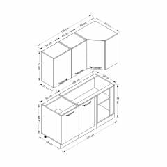 İola 155Cm Köşe Mutfak Dolabı - Beyaz K155-B1