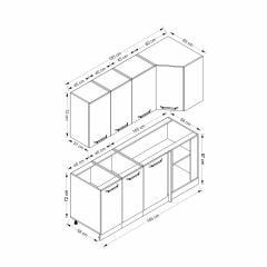İola 185Cm Köşe Mutfak Dolabı - Beyaz/Antrasit K185-A1