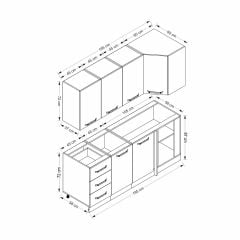 İola 195Cm Köşe Mutfak Dolabı - Beyaz/Dore K195-D4