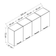 İola 200 Cm Mutfak Dolabı Beyaz 200-B2-Üst Modül