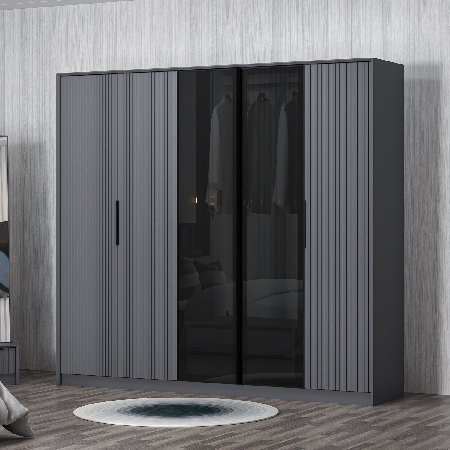 Kale Luxe 5 Kapaklı Gardrop - Antrasit