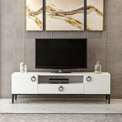 Minar Moon Tv Modern Ünitesi - Beyaz / Siyah