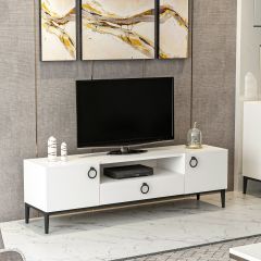 Minar Moon Tv Modern Ünitesi - Beyaz / Siyah