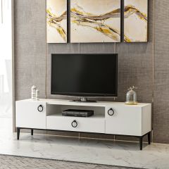 Minar Moon Tv Modern Ünitesi - Beyaz / Siyah