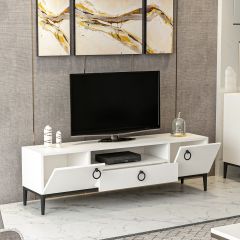 Minar Moon Tv Modern Ünitesi - Beyaz / Siyah