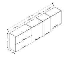 İola 255 Cm Mutfak Dolabı Beyaz 255-B8-Üst Modül