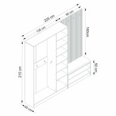 İola Kaya Dekor Panel 3 K 1B Raf Portmanto+Ayk Mind Byz Dore