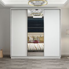 Enda 240 Sürgülü 3 Kapak 1 Aynalı Dolap 240 X 240-Beyaz