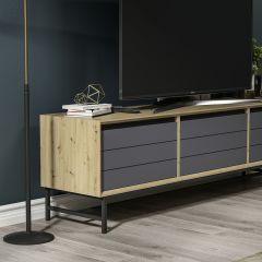 Minar Lery Tv Ünitesi Soft - Artisan/Mat Siyah/Antrasit