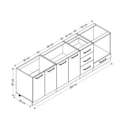 İola 265 Cm Mutfak Dolabı Beyaz Dore 265-D3-Alt Modül