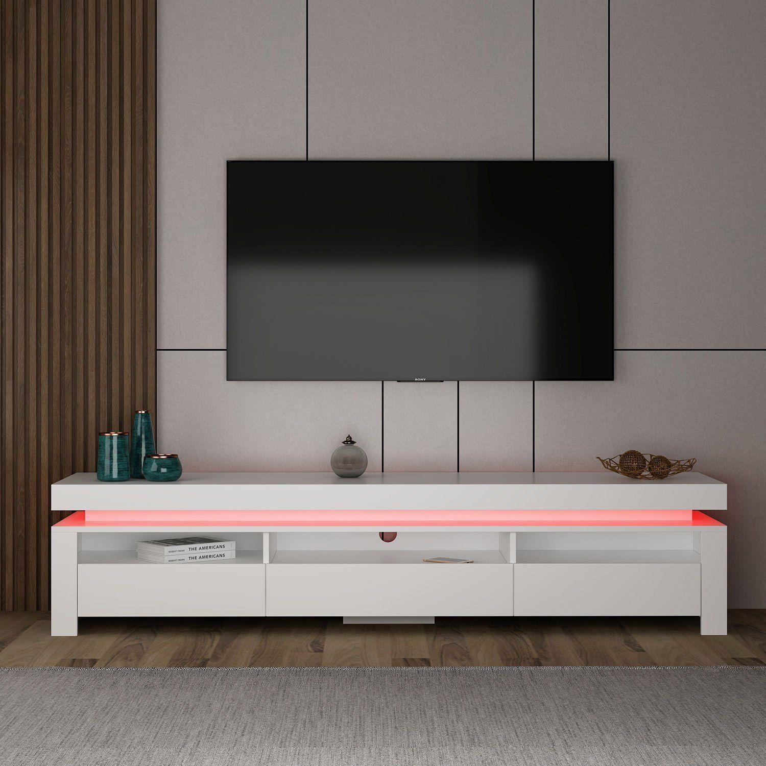 Lenora RGB Led Işıklı Tv Ünitesi - Beyaz