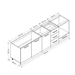 İola 275 Cm Mutfak Dolabı Beyaz Dore 275-D6-Alt Modül