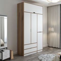 Elina 3 Kapaklı Yüklüklü Dolap - Dore/Beyaz